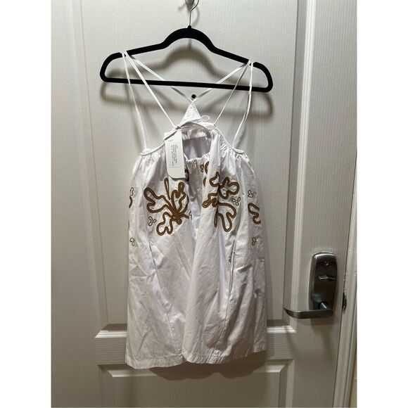 White and Brown Halter Mini Dress - Picture 8 of 9